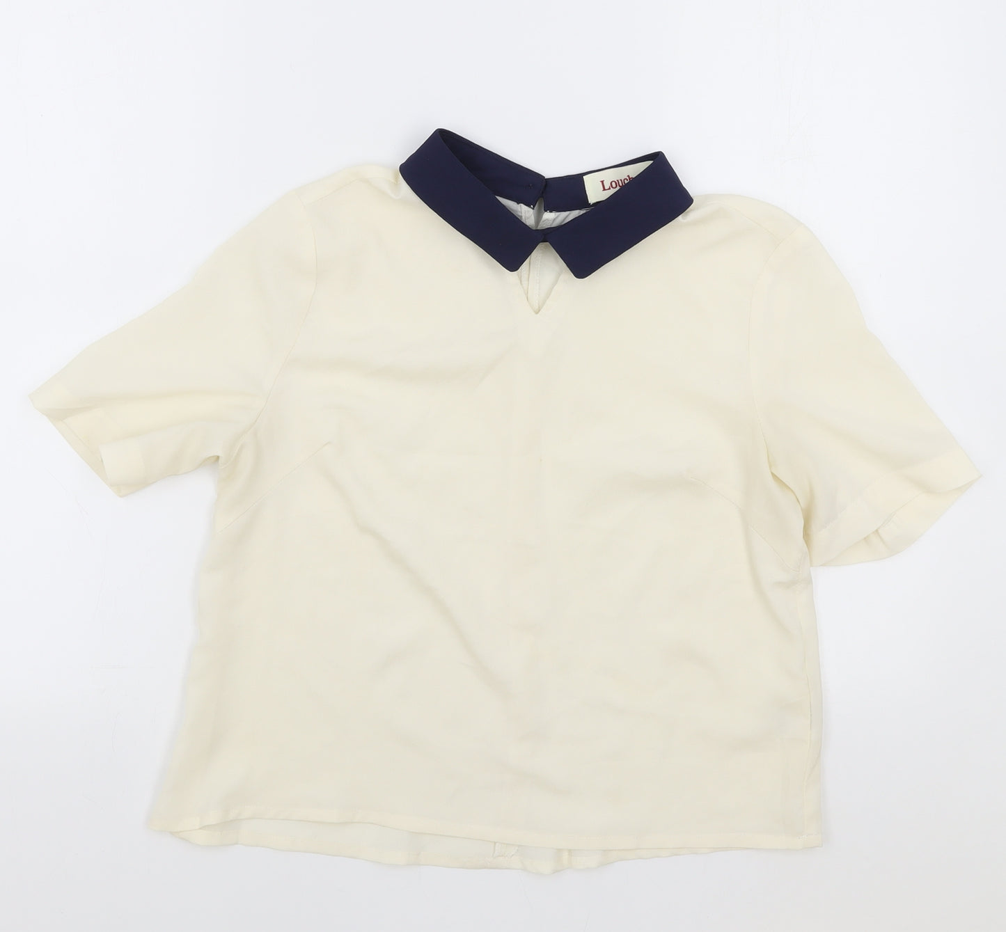 Louche Womens Ivory Polyester Basic Blouse Size 10 Collared