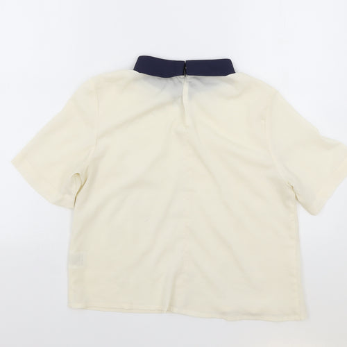 Louche Womens Ivory Polyester Basic Blouse Size 10 Collared
