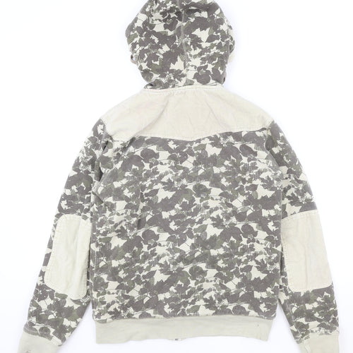 Billabong Mens Beige Geometric Wool Full Zip Hoodie Size S - Leaf Print