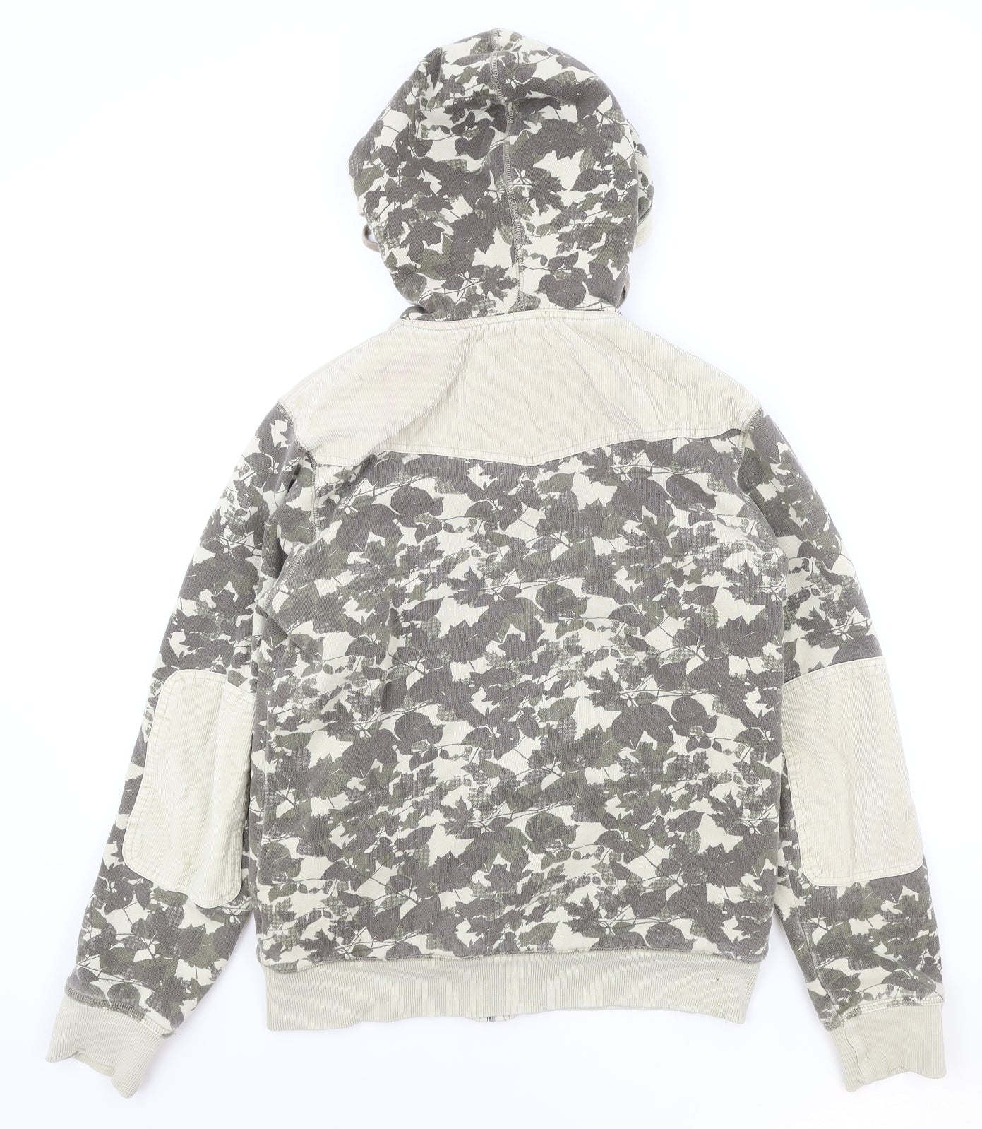 Billabong Mens Beige Geometric Wool Full Zip Hoodie Size S - Leaf Print