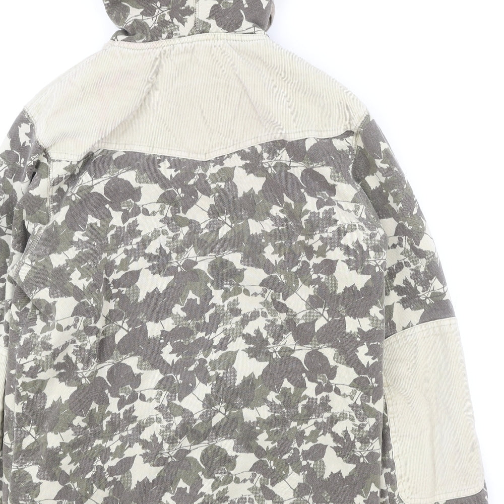 Billabong Mens Beige Geometric Wool Full Zip Hoodie Size S - Leaf Print