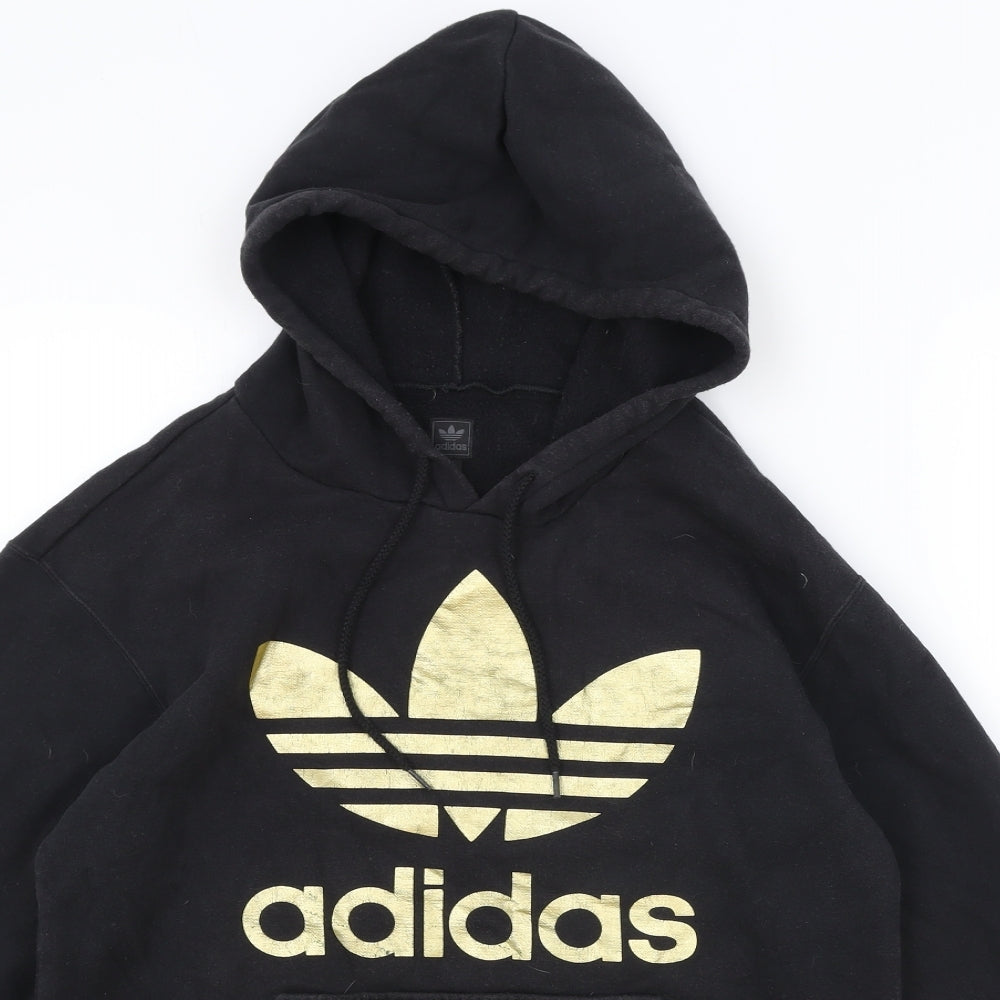 adidas Mens Black Cotton Pullover Hoodie Size M