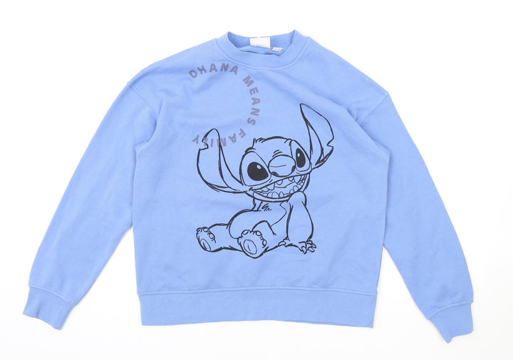 Disney Womens Blue Cotton Pullover Sweatshirt Size XS Pullover - Stitch