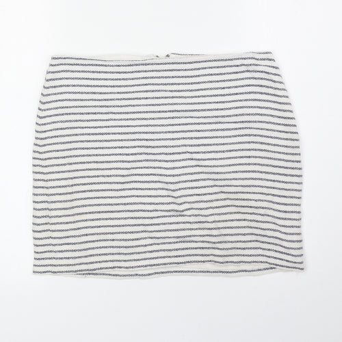 Gap Womens White Striped Cotton Bandage Skirt Size 6 Zip