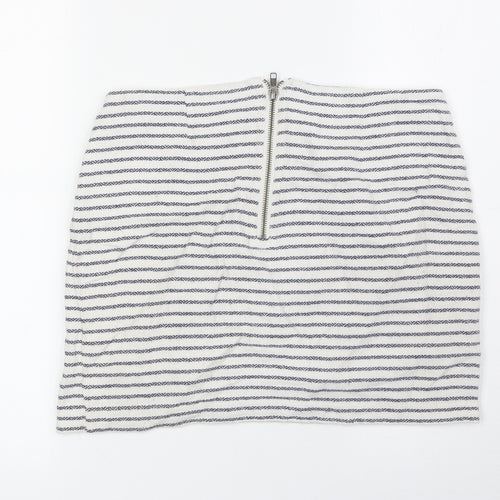 Gap Womens White Striped Cotton Bandage Skirt Size 6 Zip