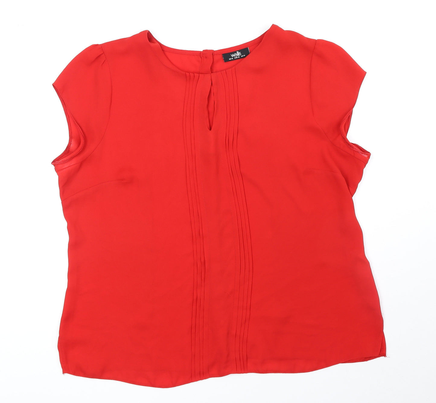 Wallis Womens Red Polyester Basic Blouse Size 18 Round Neck