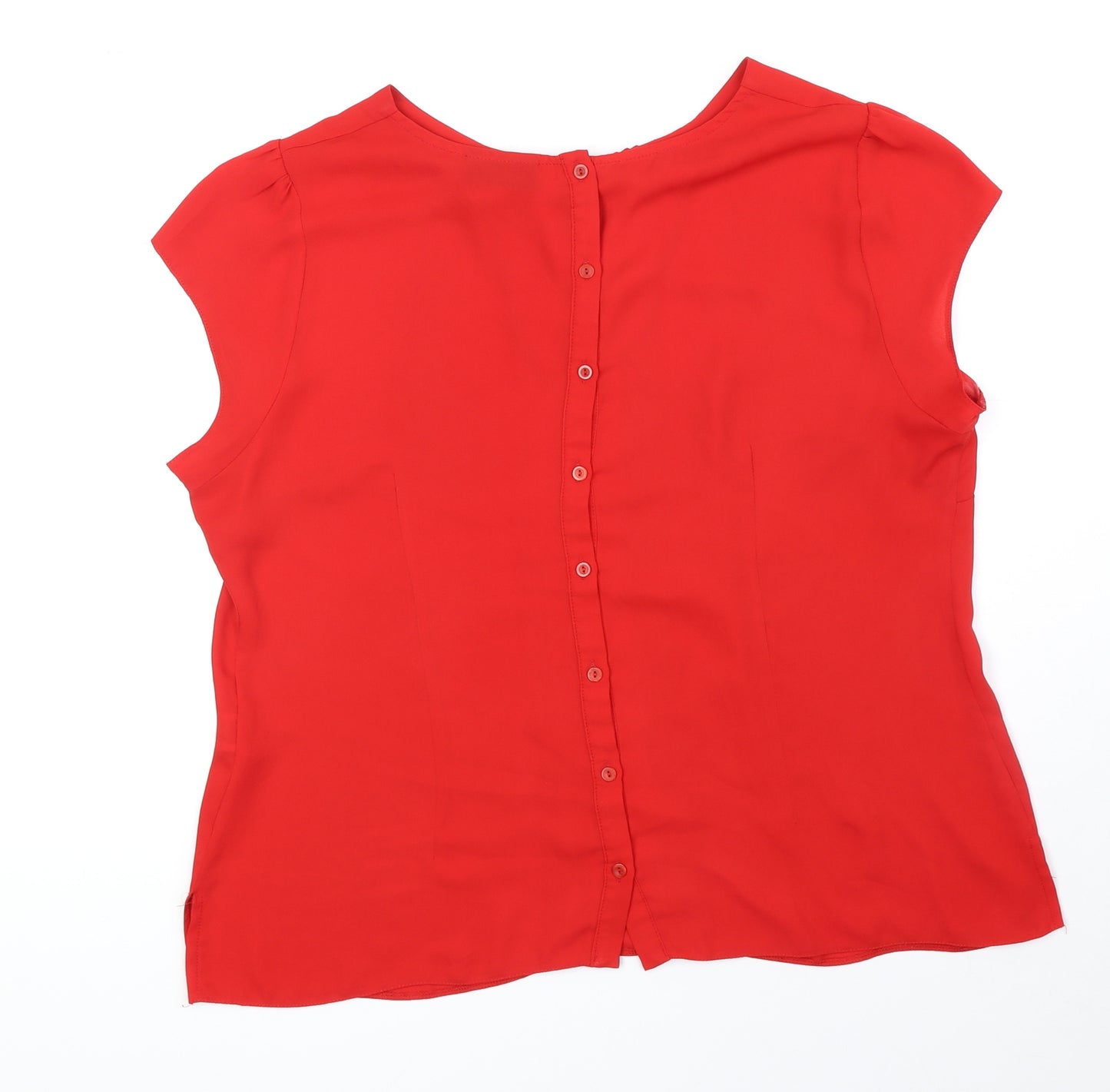 Wallis Womens Red Polyester Basic Blouse Size 18 Round Neck