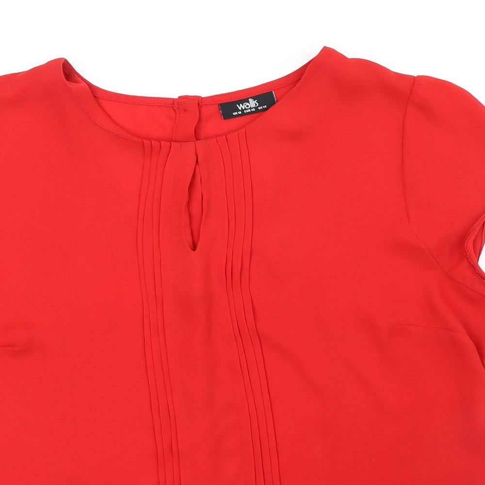 Wallis Womens Red Polyester Basic Blouse Size 18 Round Neck