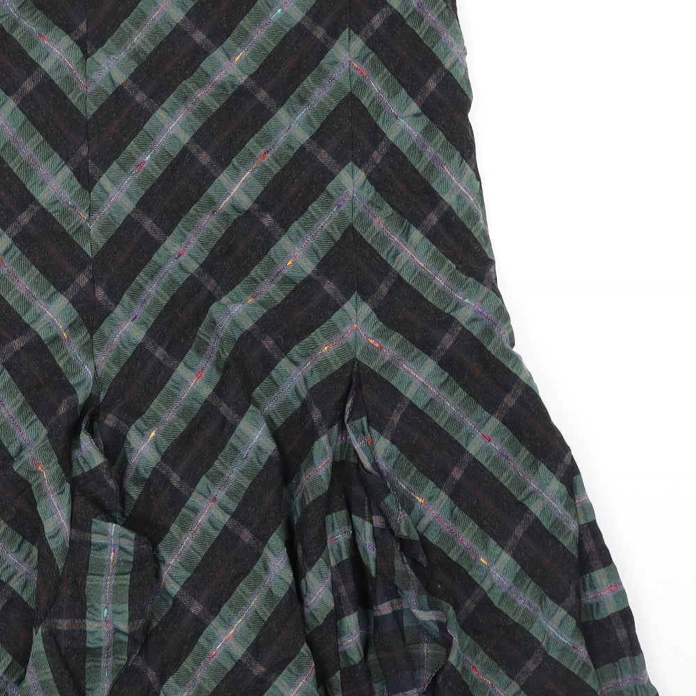 Per Una Womens Green Geometric Polyester Swing Skirt Size 16 Zip