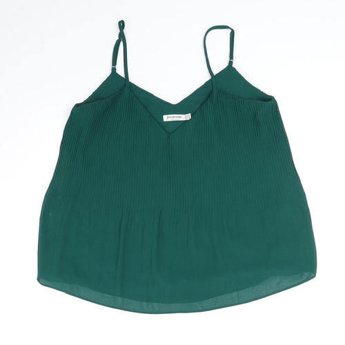 Stradivarius Womens Green Polyester Basic Tank Size S V-Neck