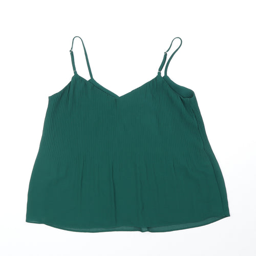 Stradivarius Womens Green Polyester Basic Tank Size S V-Neck