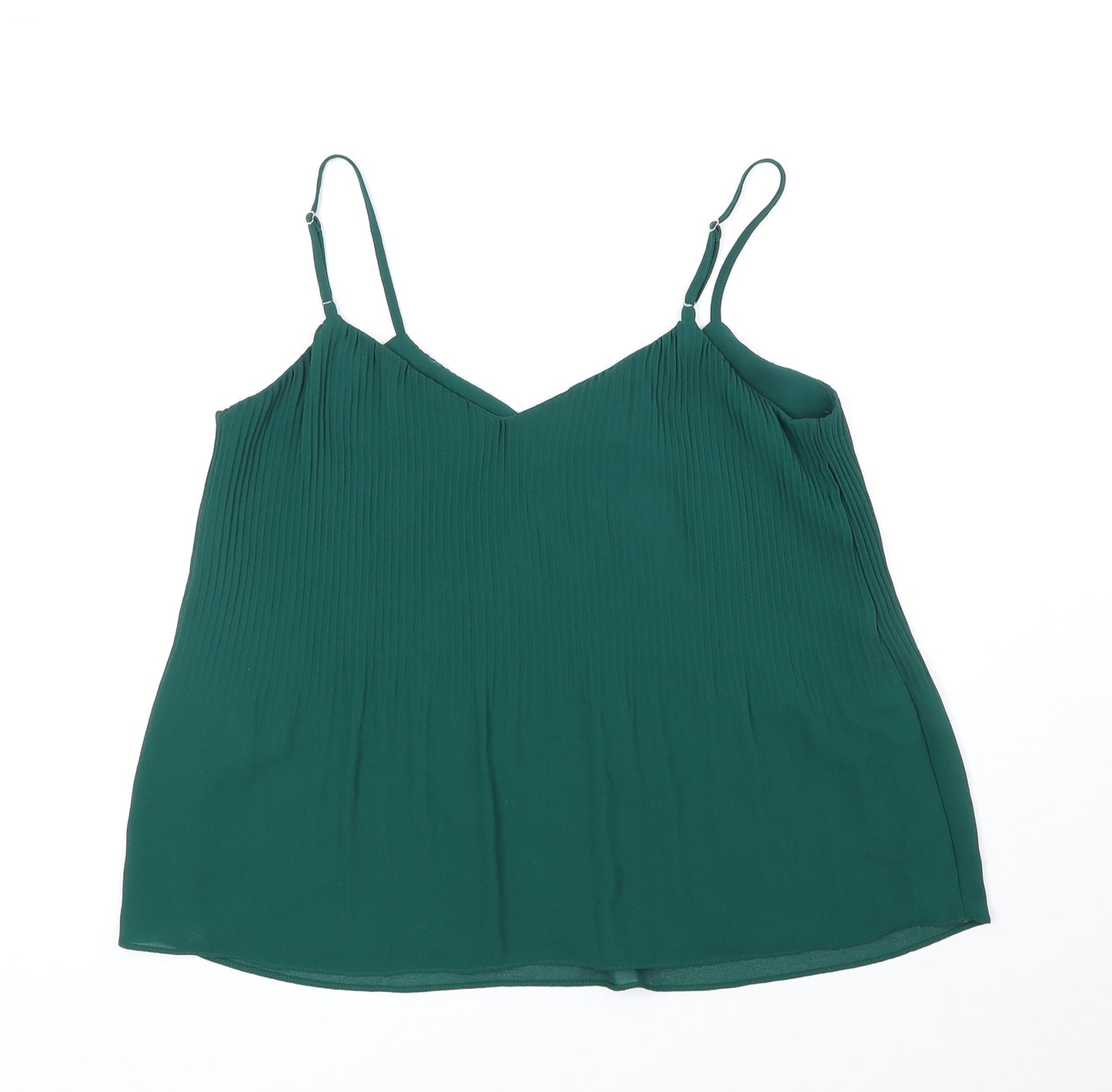 Stradivarius Womens Green Polyester Basic Tank Size S V-Neck