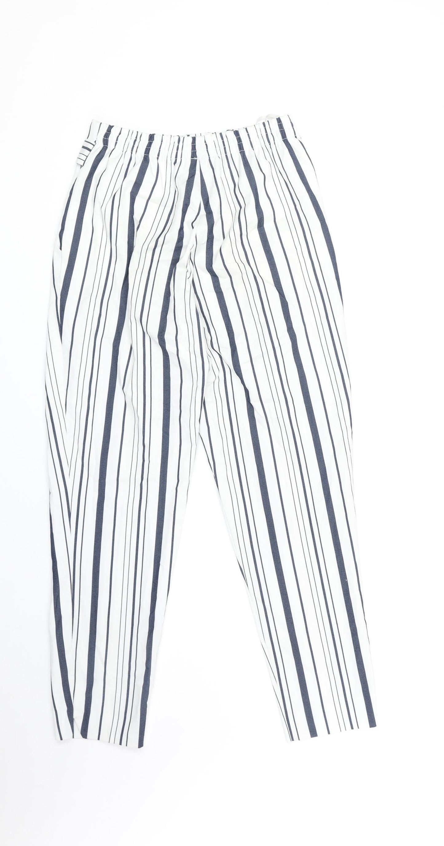 River Island Womens White Striped Polyester Trousers Size 6 Regular Zip