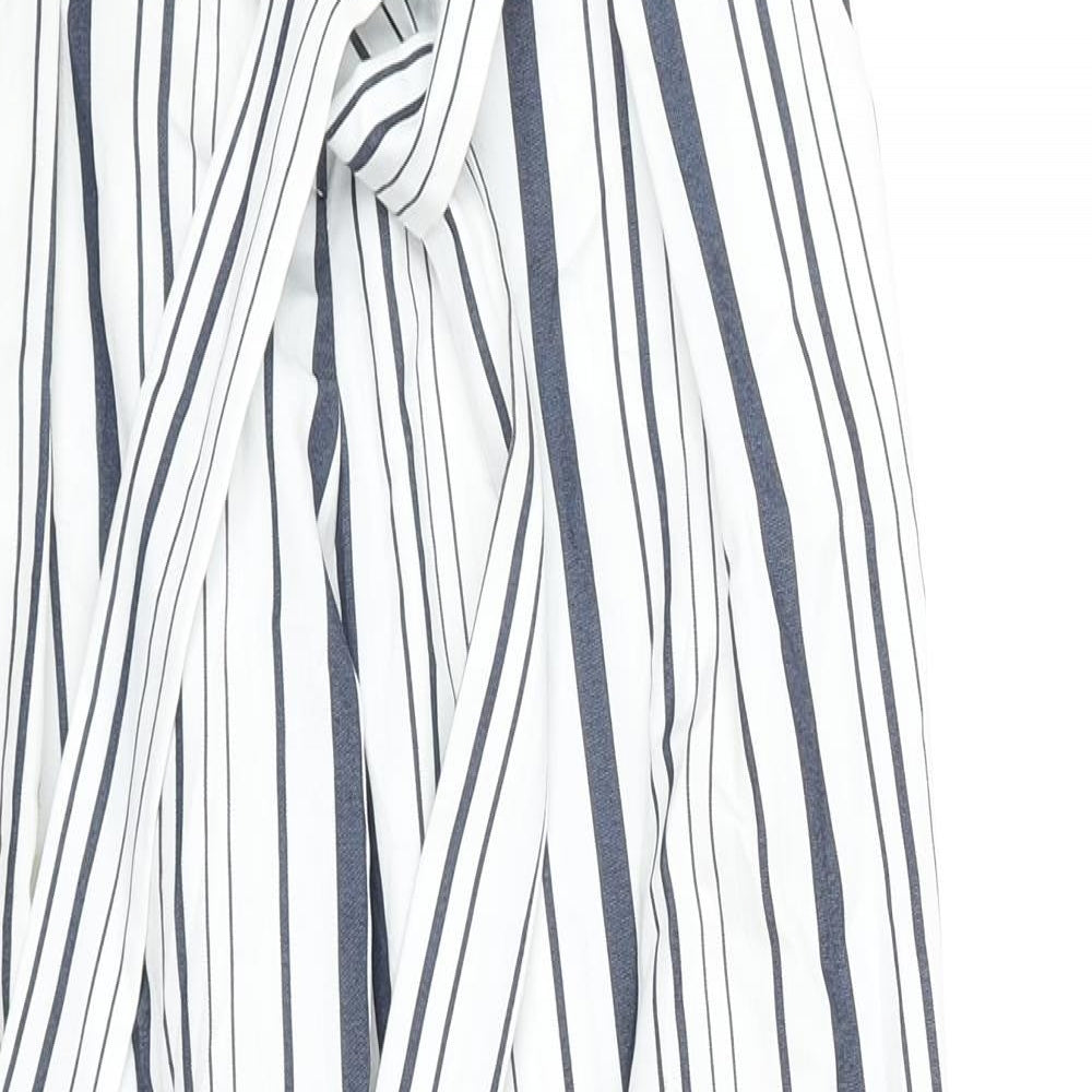 River Island Womens White Striped Polyester Trousers Size 6 Regular Zip