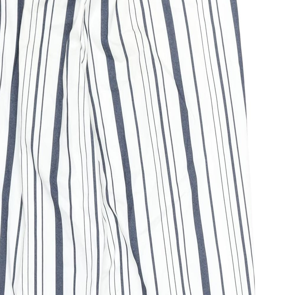 River Island Womens White Striped Polyester Trousers Size 6 Regular Zip