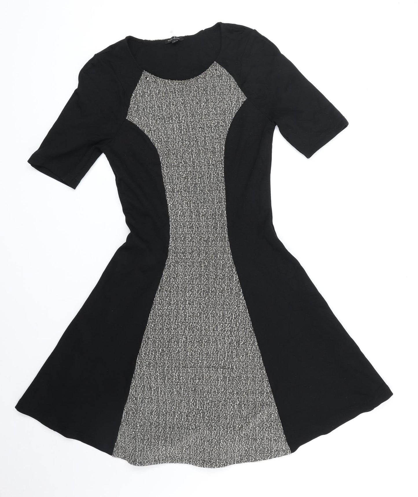 River Island Womens Black Colourblock Polyester Fit & Flare Size 8 Round Neck Pullover