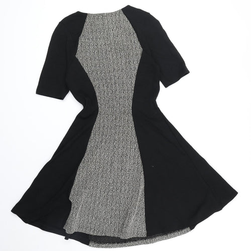 River Island Womens Black Colourblock Polyester Fit & Flare Size 8 Round Neck Pullover