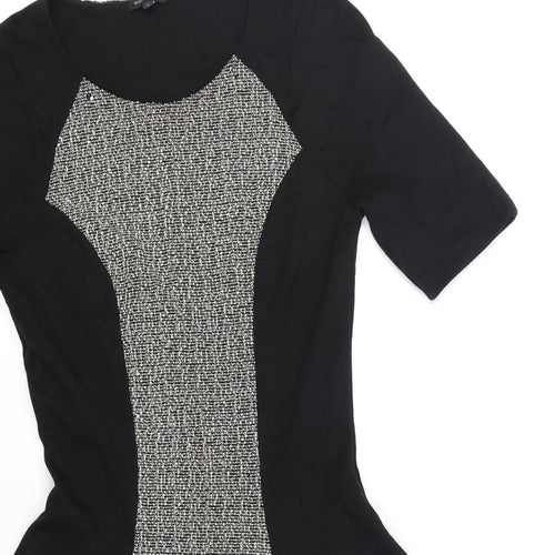 River Island Womens Black Colourblock Polyester Fit & Flare Size 8 Round Neck Pullover