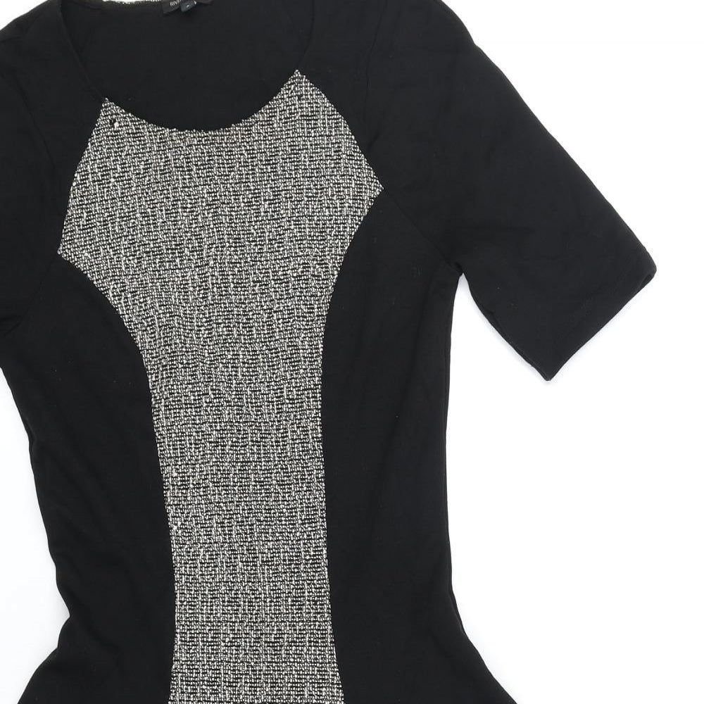 River Island Womens Black Colourblock Polyester Fit & Flare Size 8 Round Neck Pullover