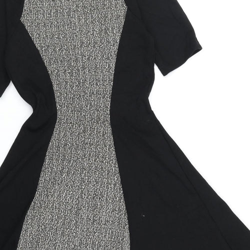 River Island Womens Black Colourblock Polyester Fit & Flare Size 8 Round Neck Pullover