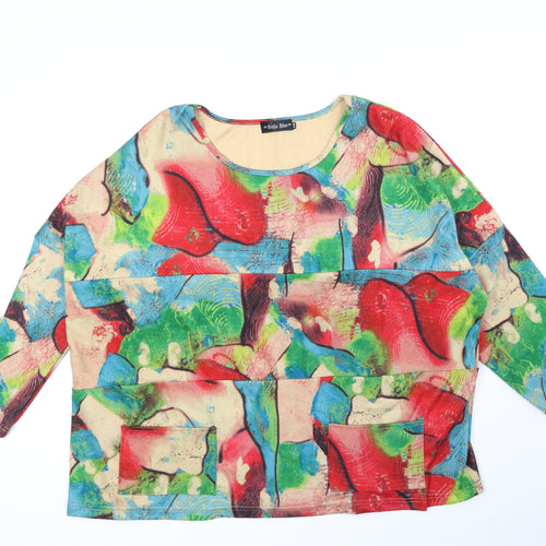 Bella Belle Womens Multicoloured Round Neck Geometric Polyester Pullover Jumper Size S