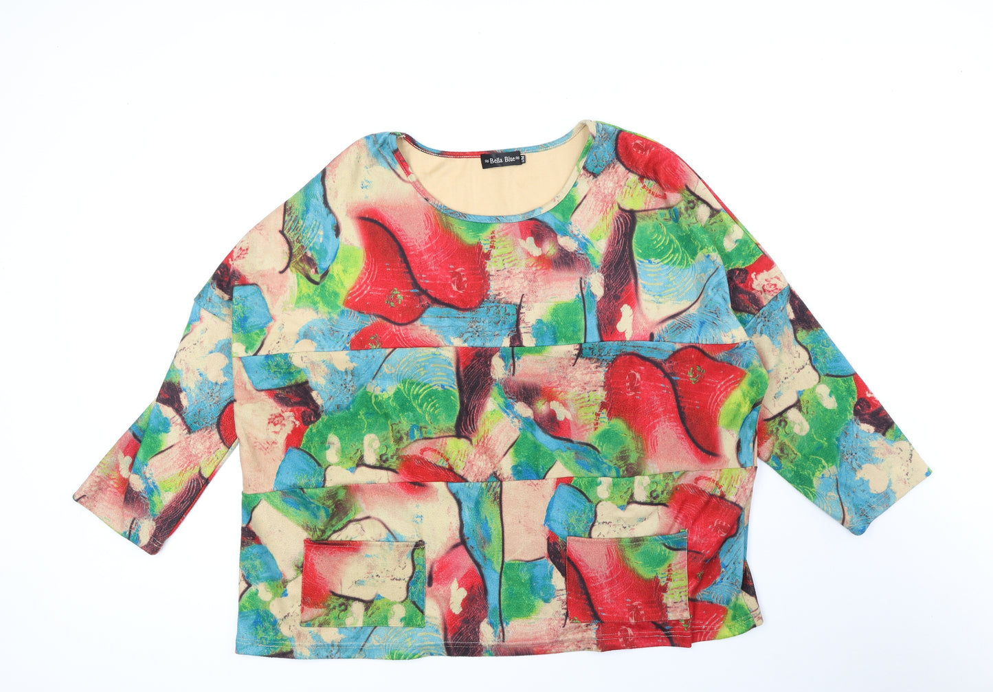 Bella Belle Womens Multicoloured Round Neck Geometric Polyester Pullover Jumper Size S