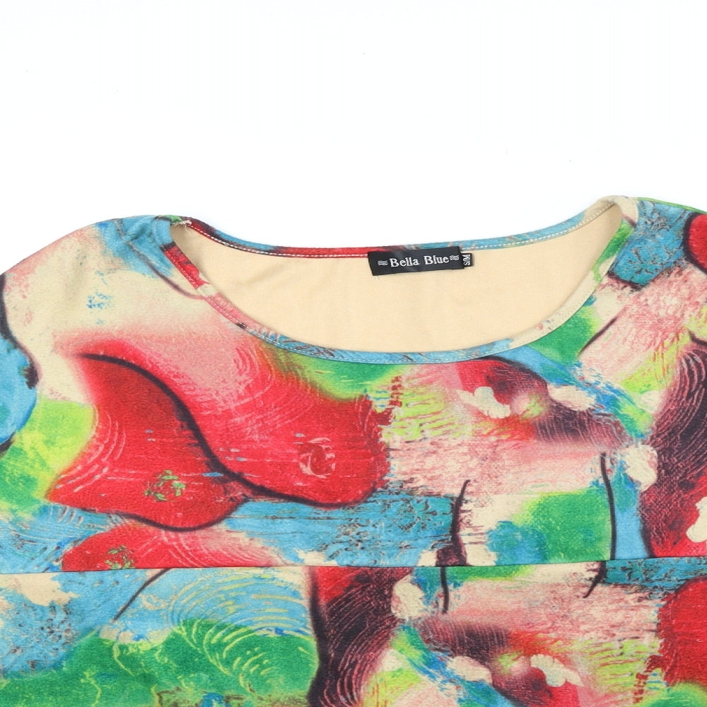Bella Belle Womens Multicoloured Round Neck Geometric Polyester Pullover Jumper Size S