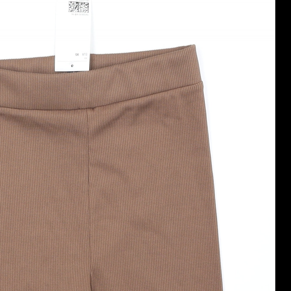 Divided Womens Brown Polyester Compression Shorts Size XS Regular Pull On