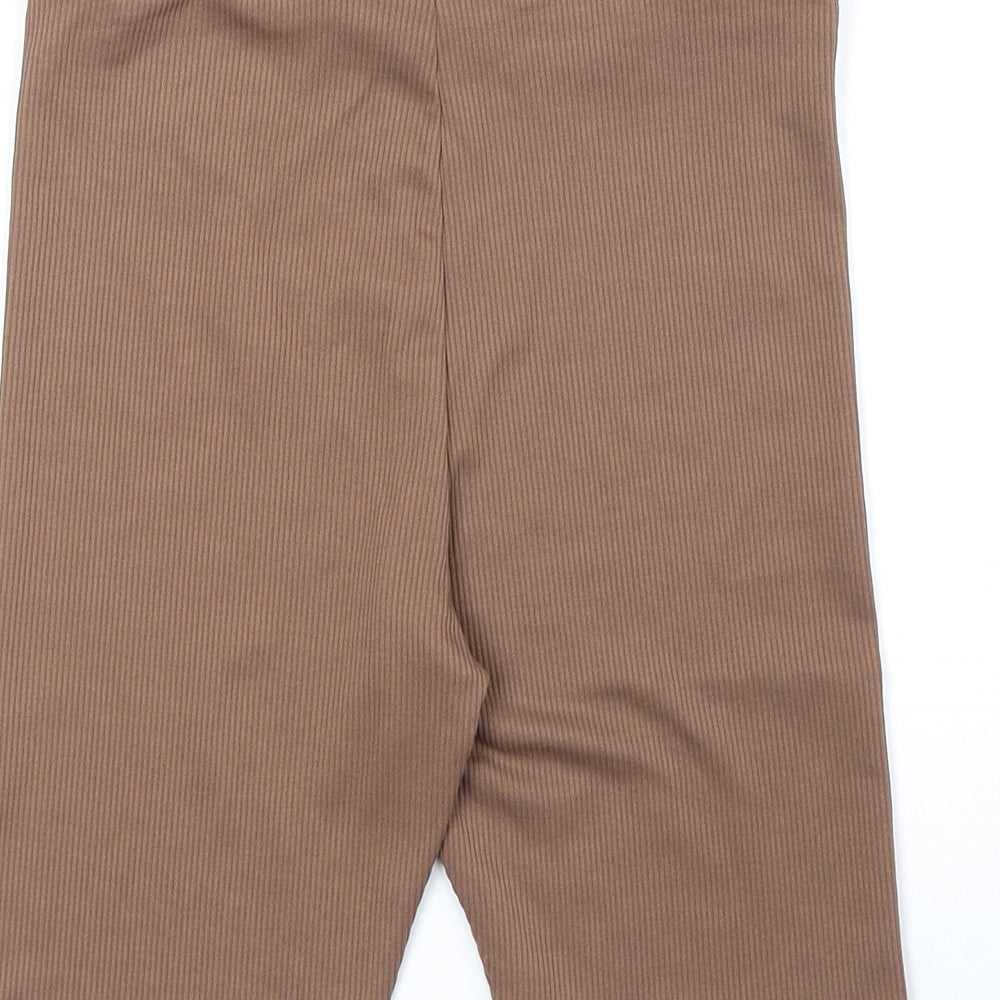 Divided Womens Brown Polyester Compression Shorts Size XS Regular Pull On