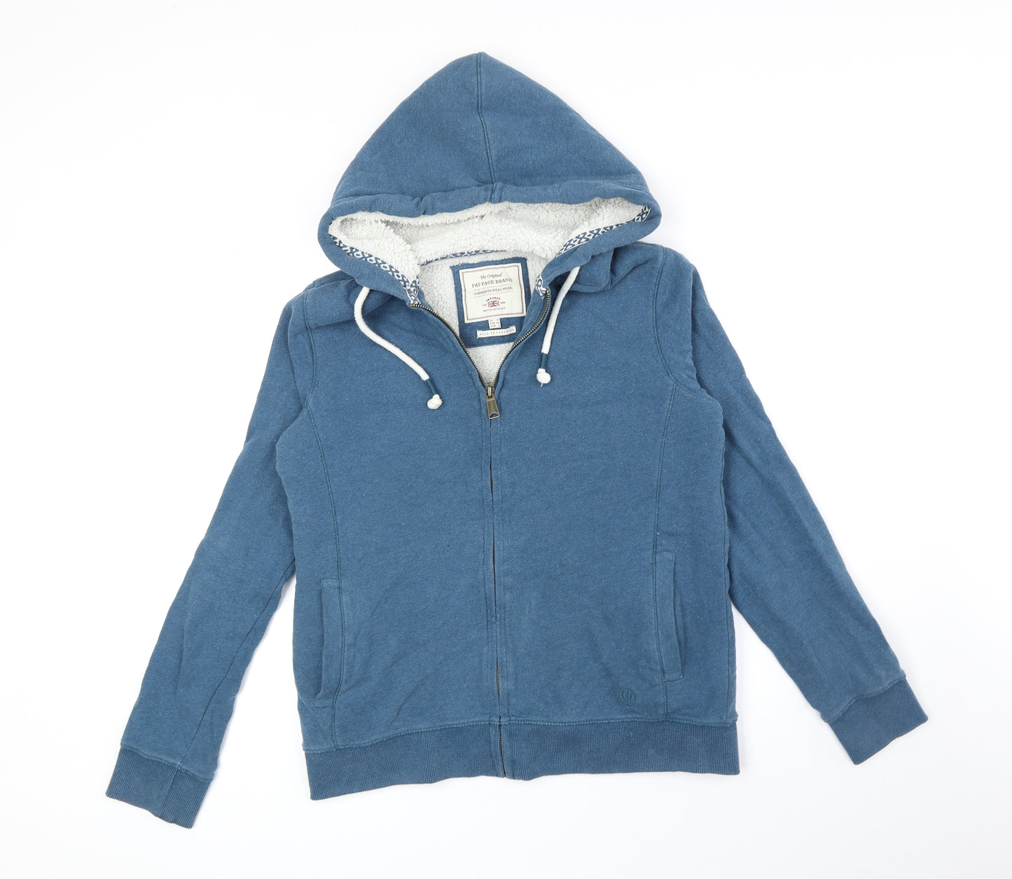 Fat Face Womens Blue Cotton Full Zip Hoodie Size 10 Zip