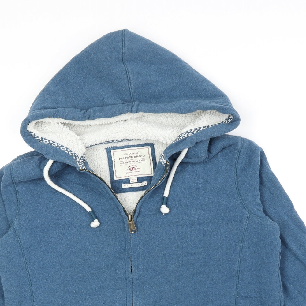 Fat Face Womens Blue Cotton Full Zip Hoodie Size 10 Zip