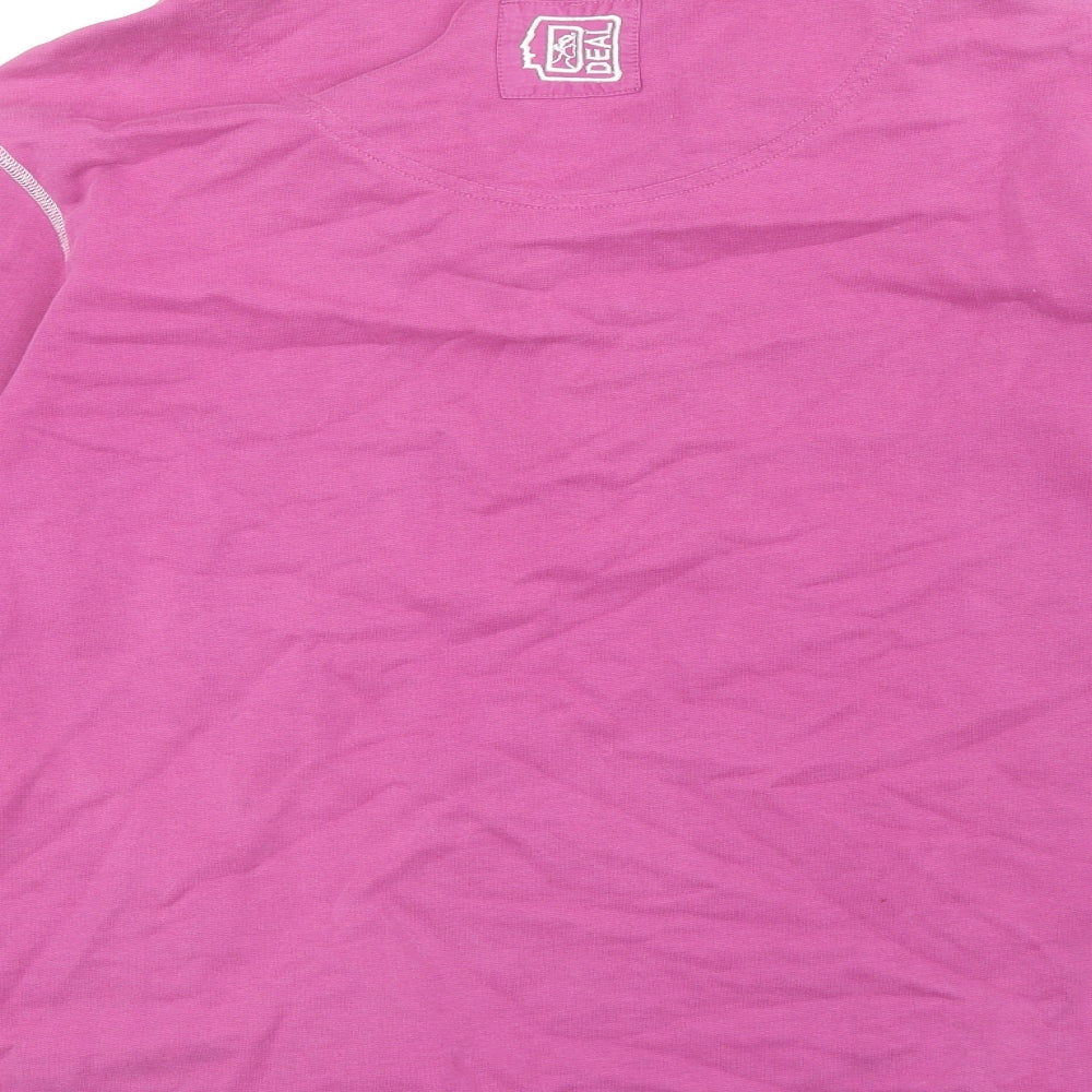 Deal Womens Pink 100% Cotton Pullover Sweatshirt Size L Zip