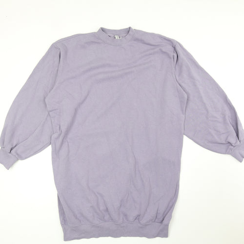 Divided Womens Purple Cotton Jumper Dress Size M Mock Neck Pullover