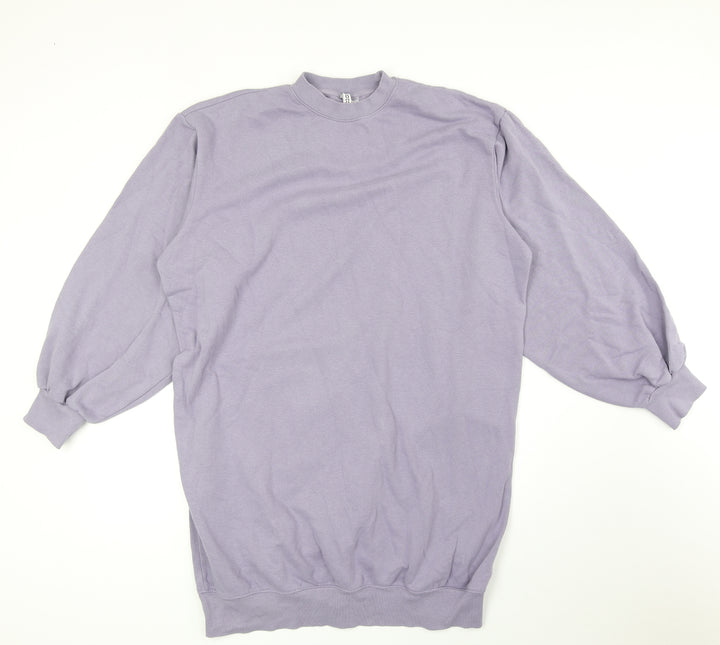 Divided Womens Purple Cotton Jumper Dress Size M Mock Neck Pullover