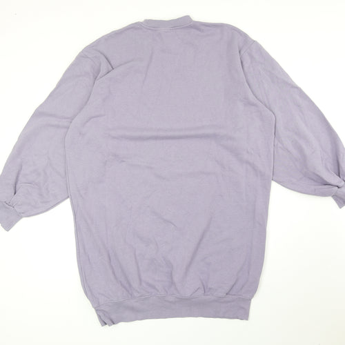 Divided Womens Purple Cotton Jumper Dress Size M Mock Neck Pullover
