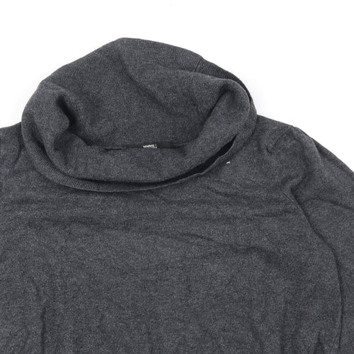 Marks and Spencer Womens Grey Mock Neck Viscose Henley Jumper Size 14