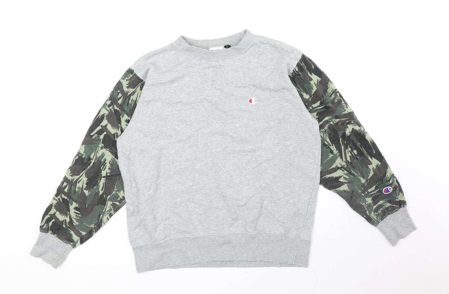 Champion Womens Grey Camouflage 100% Cotton Pullover Sweatshirt Size M Pullover