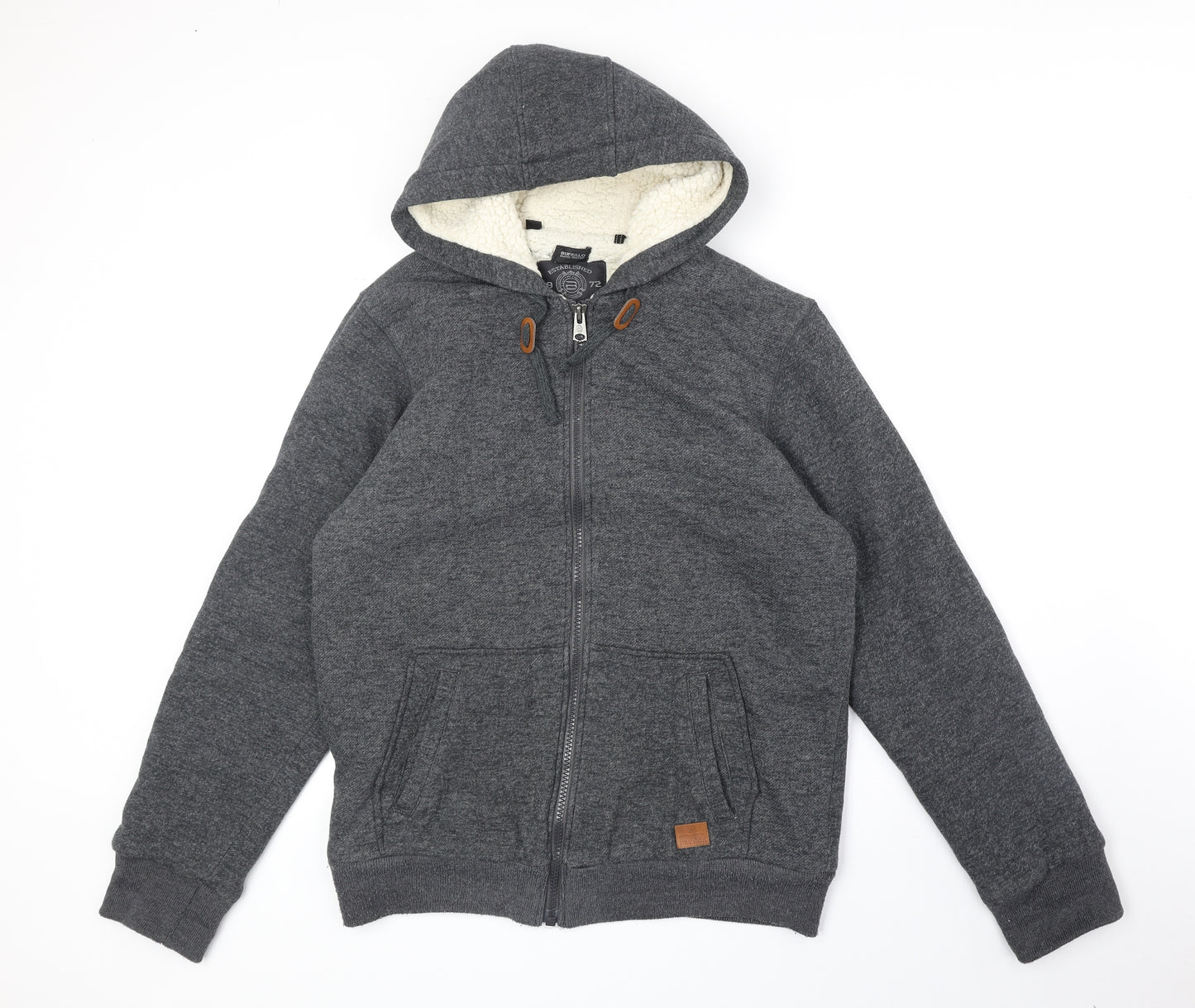 Buffalo Mens Grey Polyester Full Zip Hoodie Size L