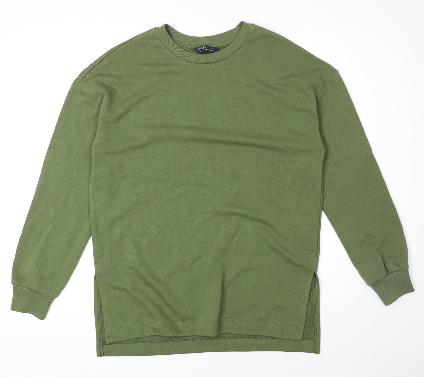 Marks and Spencer Womens Green Cotton Pullover Sweatshirt Size 6 Pullover