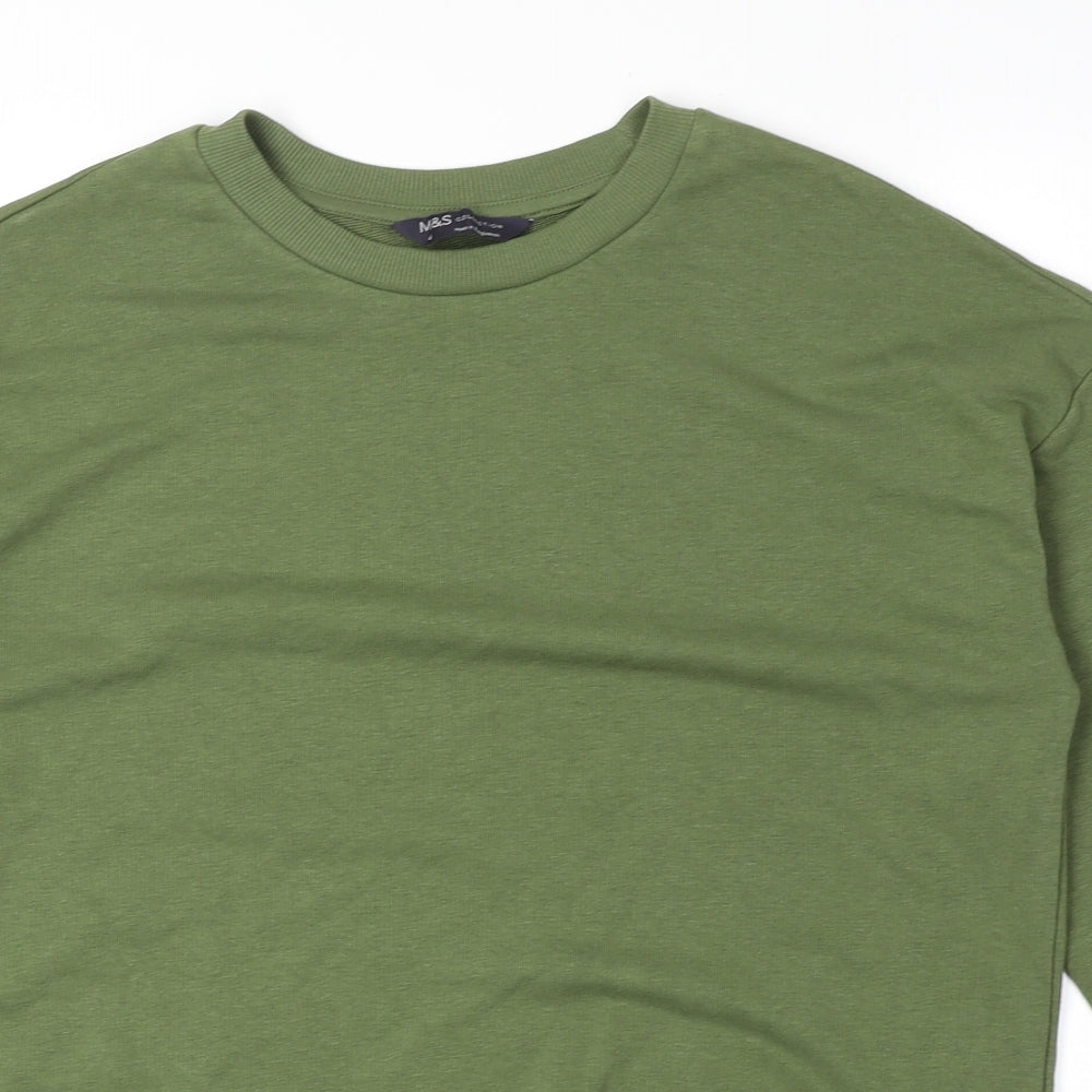 Marks and Spencer Womens Green Cotton Pullover Sweatshirt Size 6 Pullover