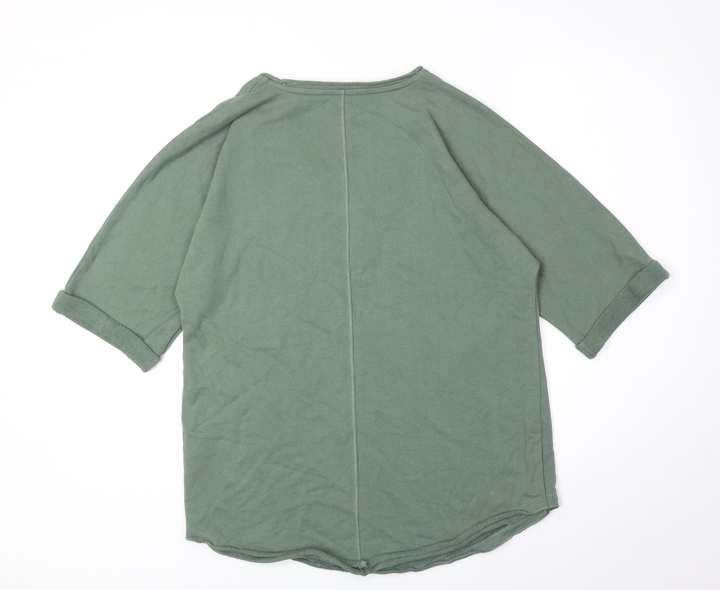 Per Una Womens Green Scoop Neck Cotton Pullover Jumper Size 10
