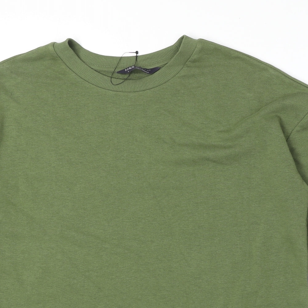 Marks and Spencer Womens Green Cotton Pullover Sweatshirt Size 6 Pullover