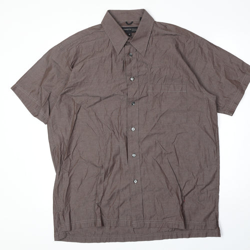Kenneth Cole Womens Brown 100% Cotton Basic Button-Up Size 16 Collared