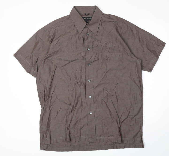 Kenneth Cole Womens Brown 100% Cotton Basic Button-Up Size 16 Collared