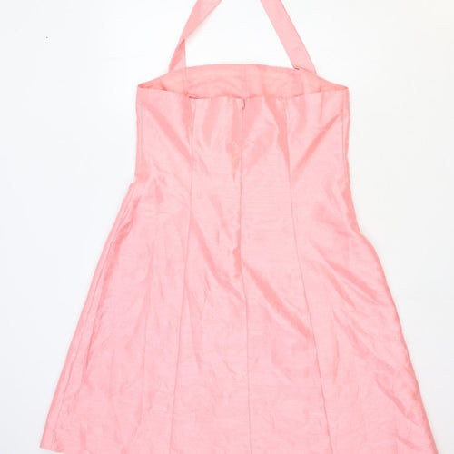 Positive Attitude Womens Pink Polyester Mini Size 16 Halter Zip