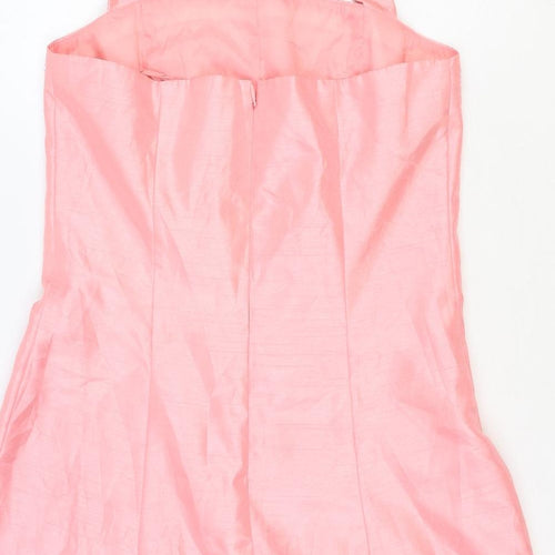Positive Attitude Womens Pink Polyester Mini Size 16 Halter Zip