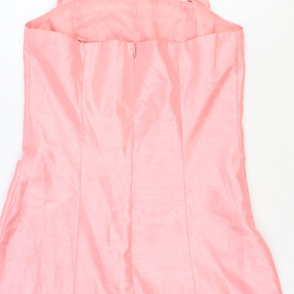 Positive Attitude Womens Pink Polyester Mini Size 16 Halter Zip