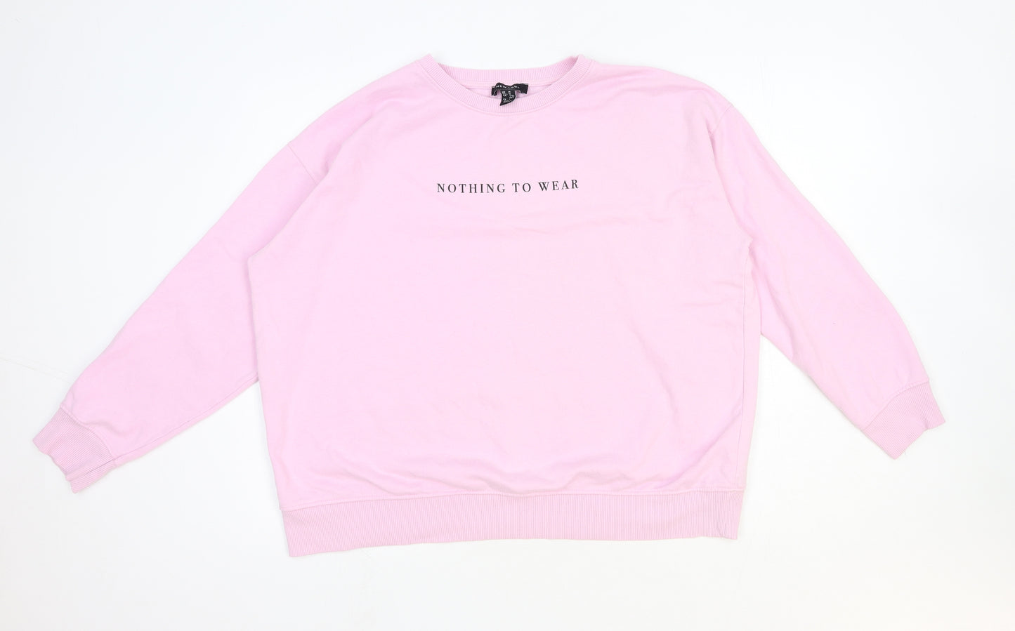 New Look Womens Pink Cotton Pullover Sweatshirt Size M Pullover - Nothing to Wear