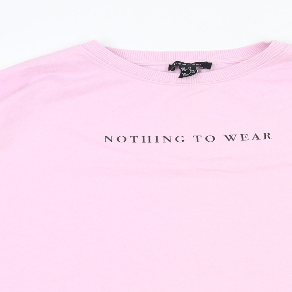 New Look Womens Pink Cotton Pullover Sweatshirt Size M Pullover - Nothing to Wear