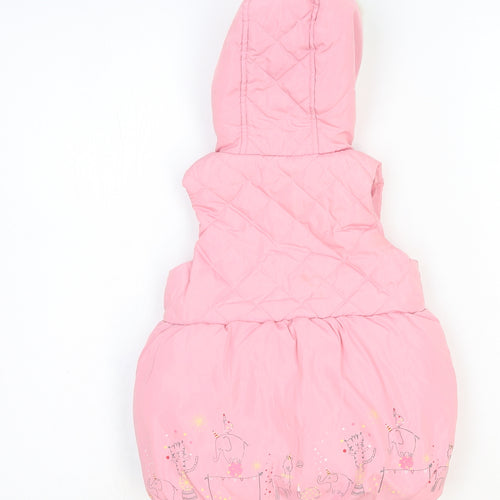 Authentic Girls Pink Puffer Jacket Jacket Size 9-12 Months Zip - Cute Animals Print